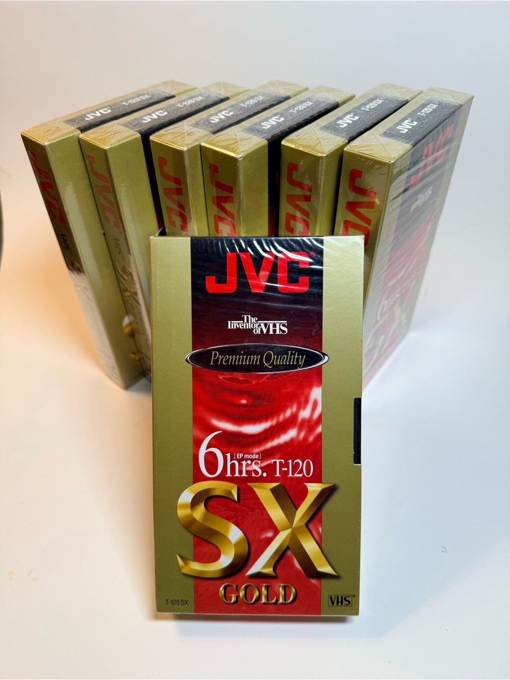 JVC T-120 SX Premium Quality Gold Blank VHS Tape 6 Hour New Sealed lot of 7